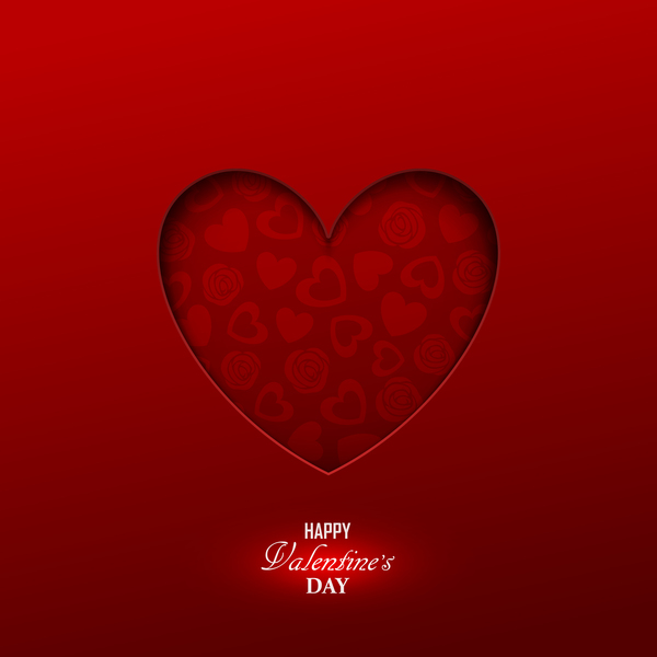 Happy valentine red background template vector 03