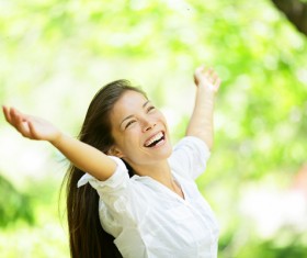 Happy woman in nature Stock Photo