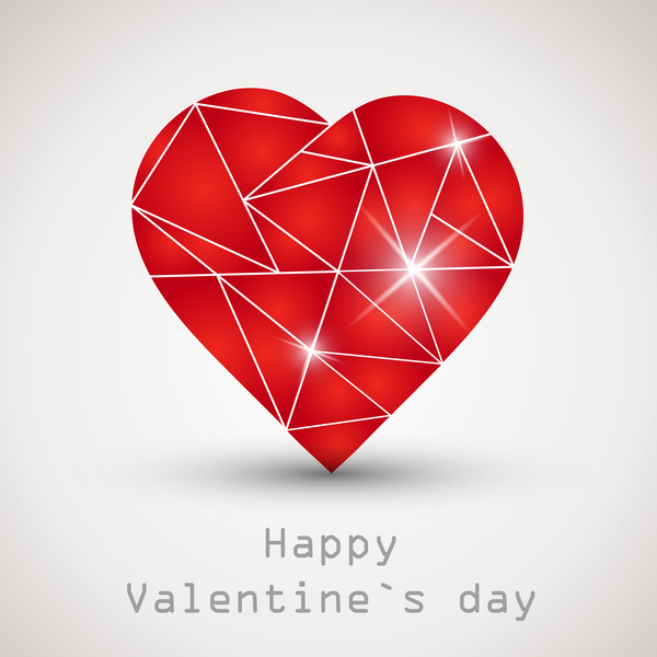 Heart geometric shape vector valentine background