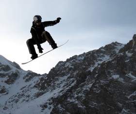 High difficulty skiing Stock Photo 01