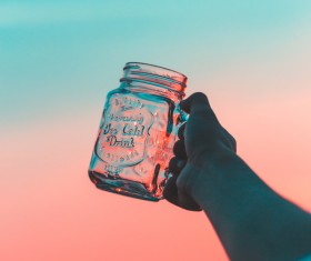 Holding empty glass Stock Photo