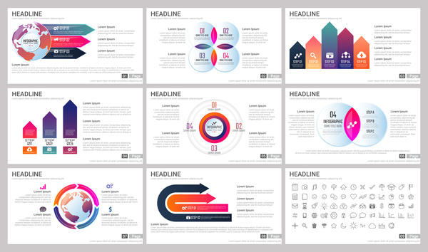 Huge collection of business infographic vectors 13