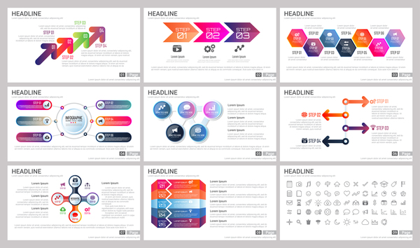 Huge collection of business infographic vectors 17