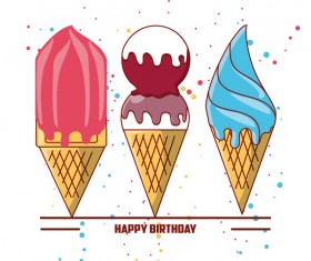 Ice cream with birthday card vector