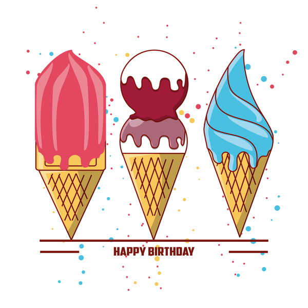 Ice cream with birthday card vector