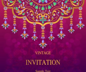 India styles vintage invitation card vector template 01