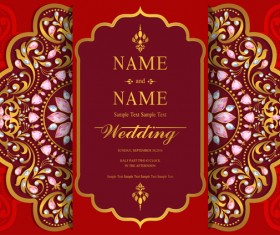 India styles vintage invitation card vector template 09