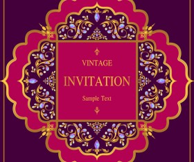 India styles vintage invitation card vector template 11