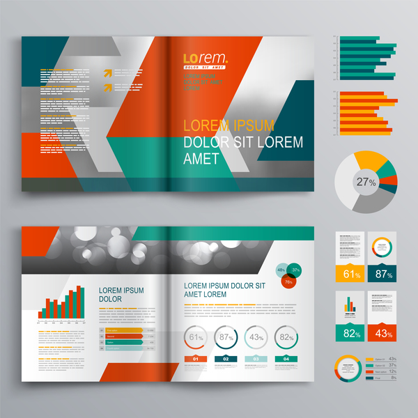Infographic with modern brochure template vector 05