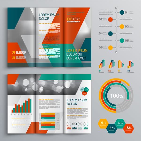 Infographic with modern brochure template vector 06