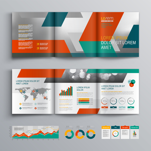 Infographic with modern brochure template vector 07