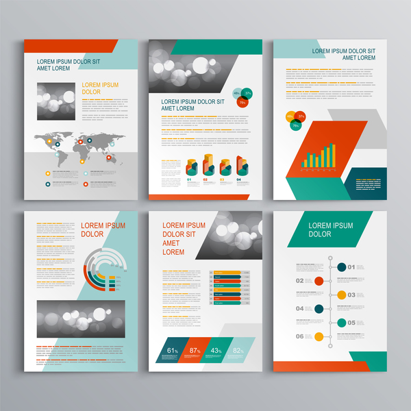 Infographic with modern brochure template vector 08