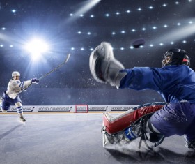 Intense Ice hockey match Stock Photo 03