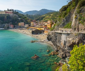 Italian seaside tourism Cinque Terre Stock Photo 01