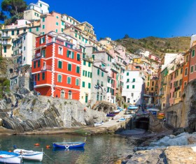 Italian seaside tourism Cinque Terre Stock Photo 04