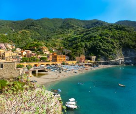 Italian seaside tourism Cinque Terre Stock Photo 07