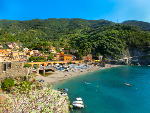 Italian seaside tourism Cinque Terre Stock Photo 07