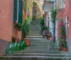 Italian seaside tourism Cinque Terre Stock Photo 08