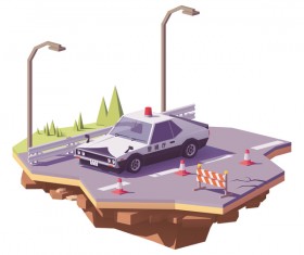 Japanese police car on the highway vector
