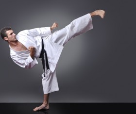 Karate side kick Stock Photo