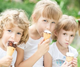 Kids eating ice cream Stock Photo