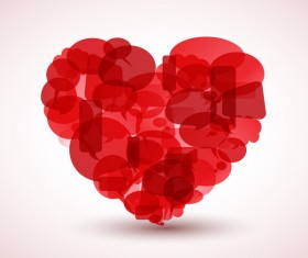 Komiksove bubliny overlay red heart vector