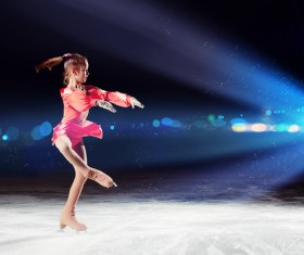 Little girl with figure skating Stock Photo 01