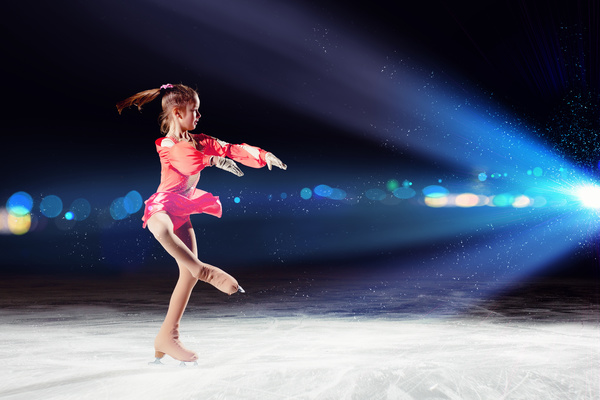 Little girl with figure skating Stock Photo 01