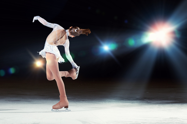 Little girl with figure skating Stock Photo 02