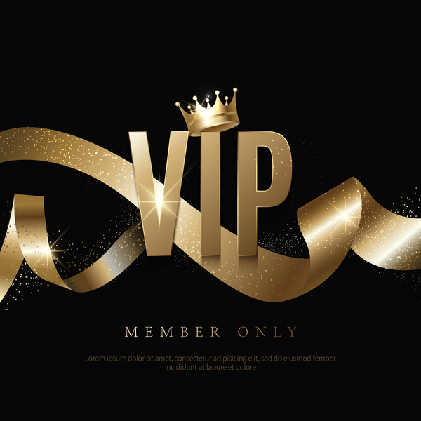 Luxury black with golden VIP invitation card vector 01