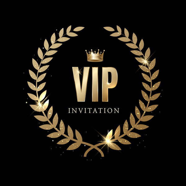 Luxury black with golden VIP invitation card vector 02