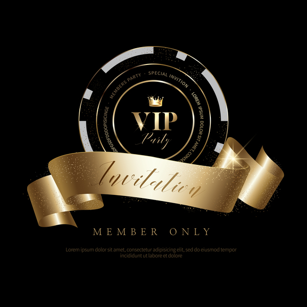 Luxury black with golden VIP invitation card vector 05