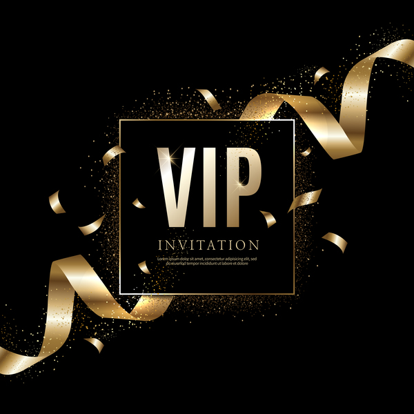 Luxury black with golden VIP invitation card vector 06