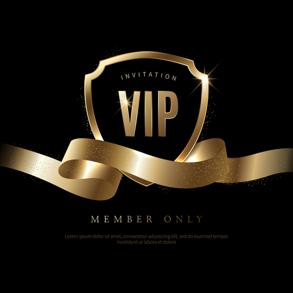 Luxury black with golden VIP invitation card vector 11