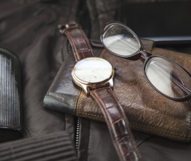 Male fashion style leather shoes and accessories Stock Photo 02