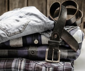 Male fashion style leather shoes and accessories Stock Photo 08