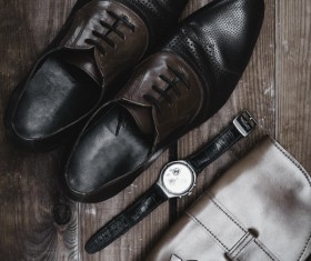 Male fashion style leather shoes and accessories Stock Photo 13