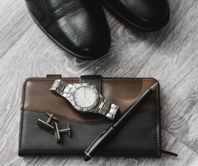 Male fashion style leather shoes and accessories Stock Photo 14