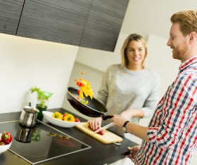Man cooking in the kitchen Stock Photo