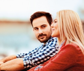 Man looking at girlfriend Stock Photo