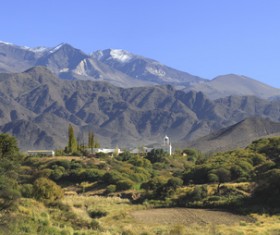 Manor in the valley Stock Photo