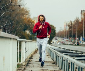 Morning exercise running man Stock Photo