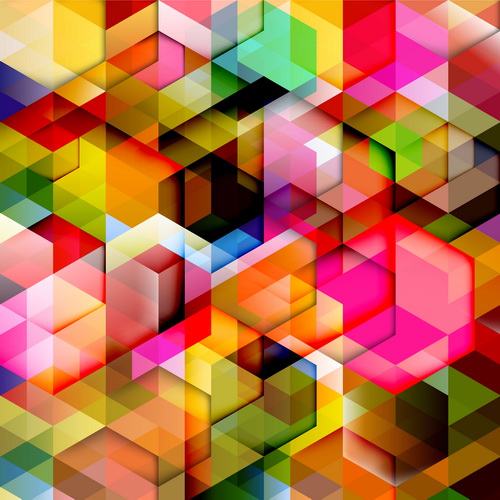 Multicolor geometric shapes backgrounds vectors 05