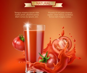 Natural tomato drink poster template vector