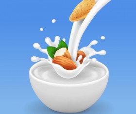 Nut with milk illustration vector