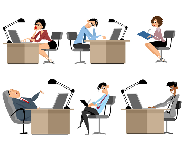 Office workers cartoon vector design 03 free download