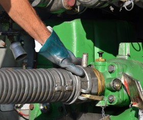 Oil tank car equipment link Stock Photo