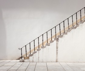 Old steep steel handrail Stock Photo