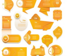 Orange origami banners design vector 01