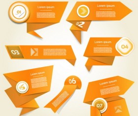 Orange origami banners design vector 02
